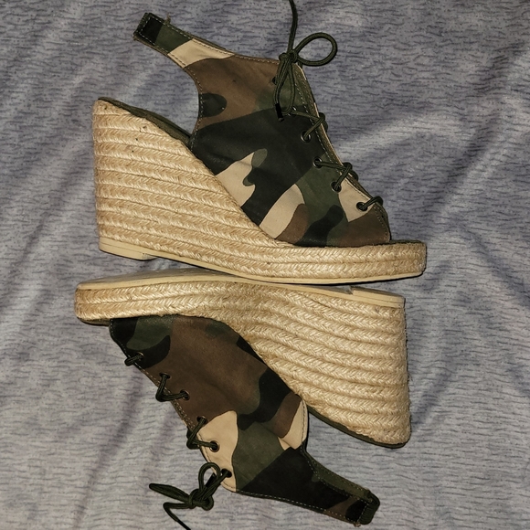 💞 8.5 | Call It Spring | Espadrille Tie-Up Open Toe & Ankle Wedge Heels - Picture 6 of 10
